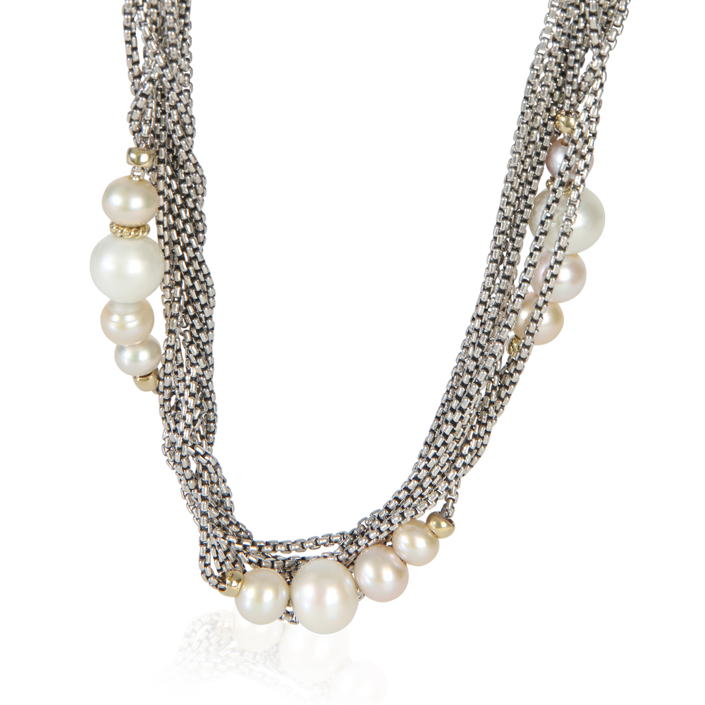 David Yurman Yellow Gold & Sterling Silver Pearl Pearl Multistrand Station Neckl